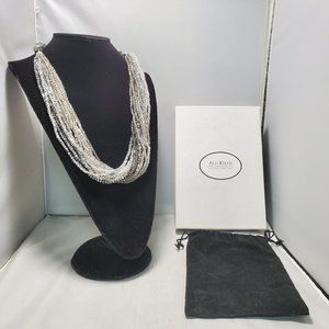 Ali Khan Multi row cascade necklace in faceted glass beads with gift box